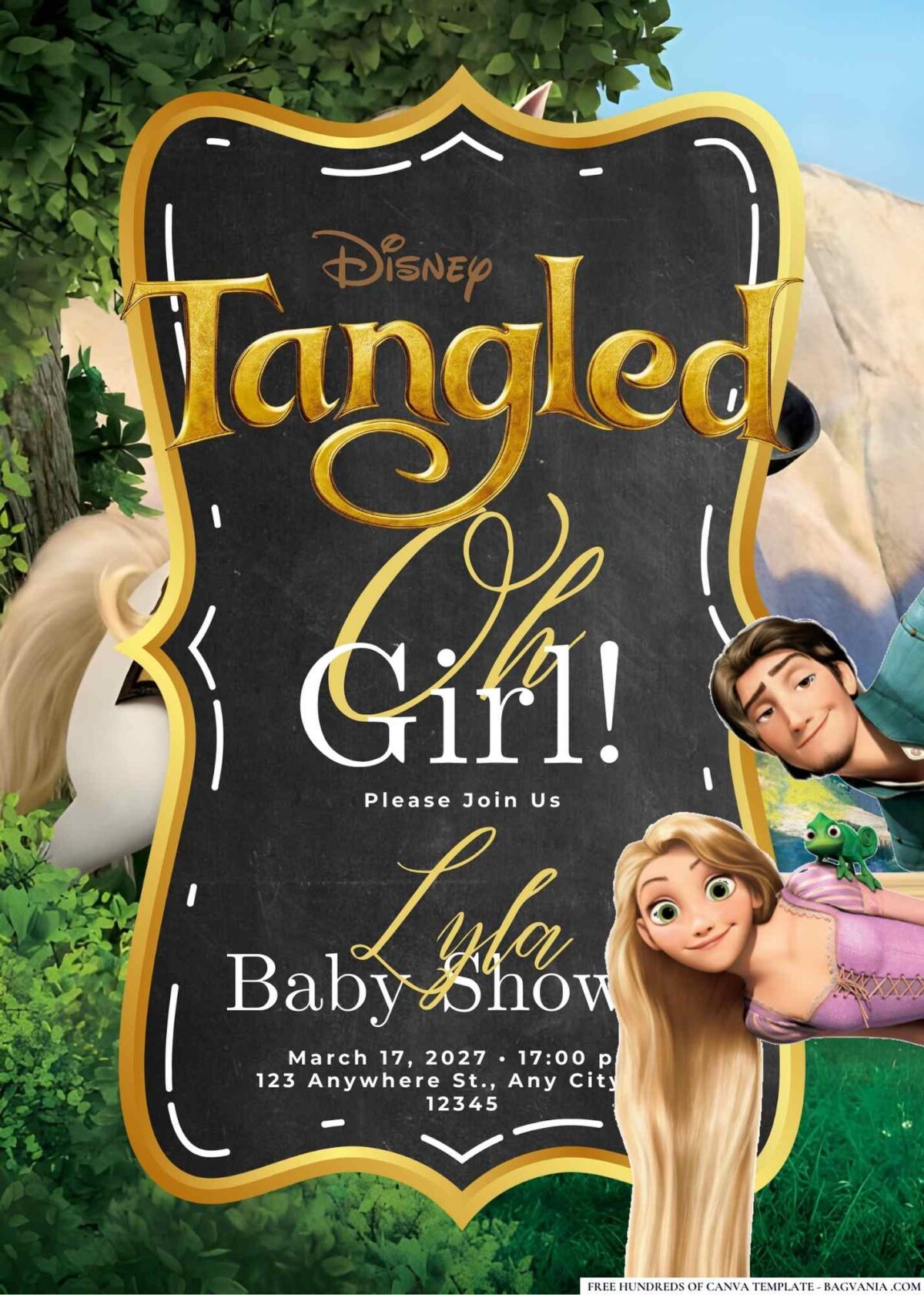 FREE Editable Tangled Baby Shower Invitation Templates