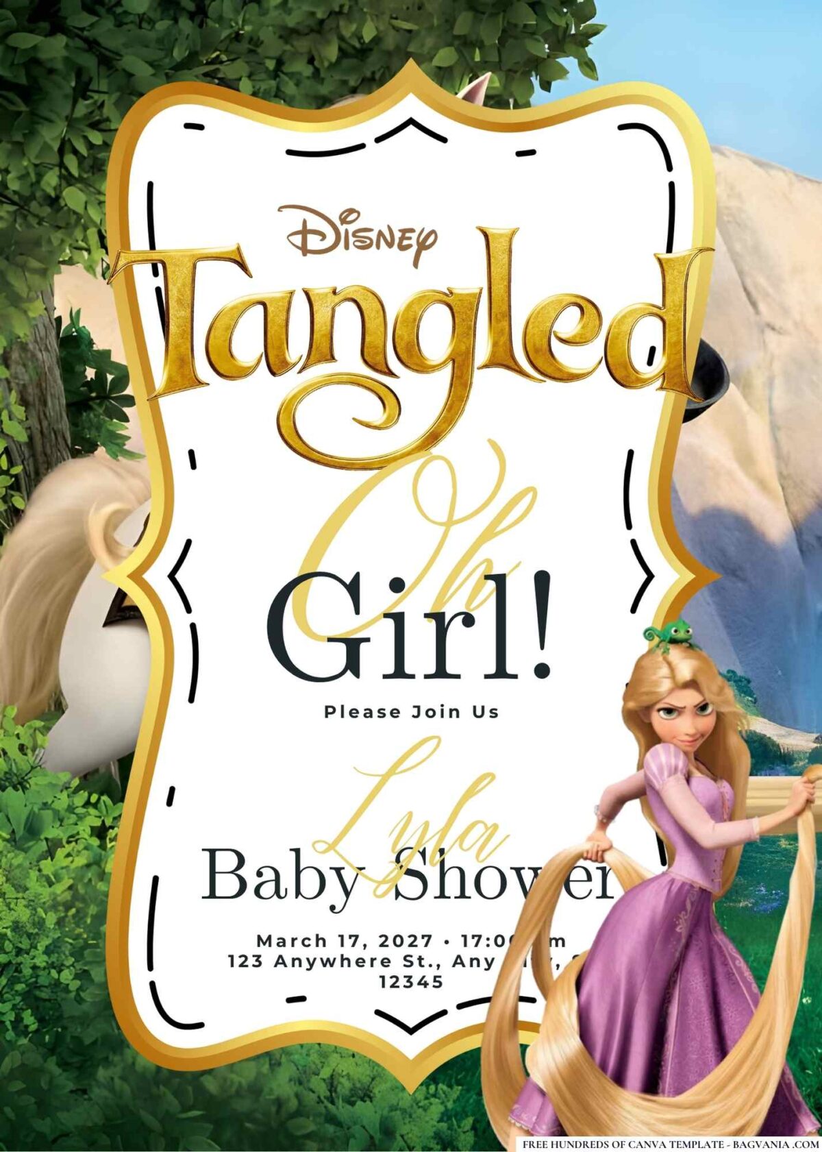 FREE Editable Tangled Baby Shower Invitation Templates