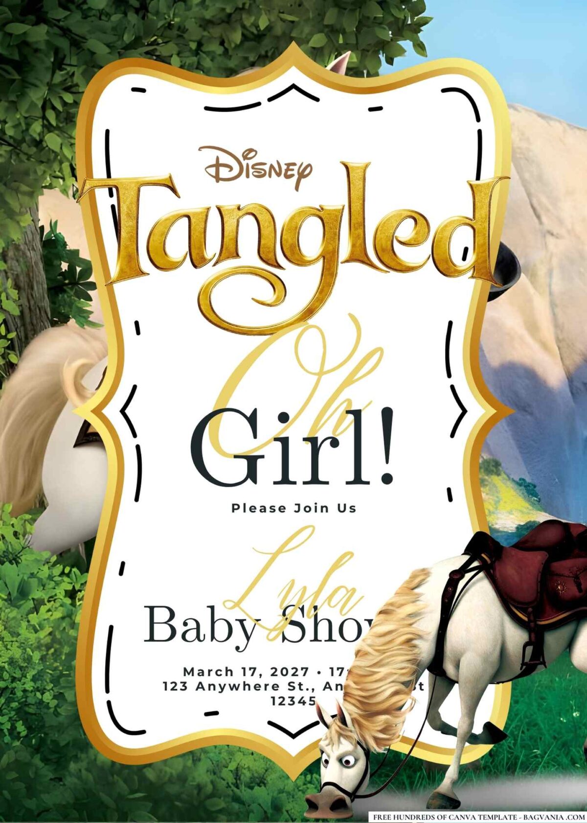 FREE Editable Tangled Baby Shower Invitation Templates