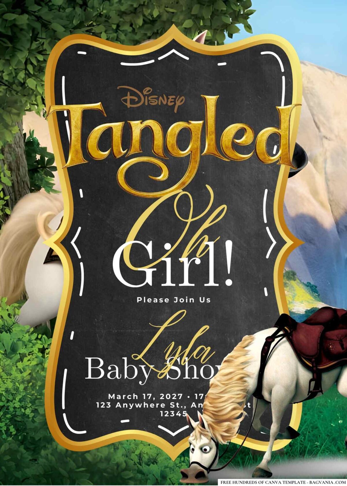 FREE Editable Tangled Baby Shower Invitation Templates