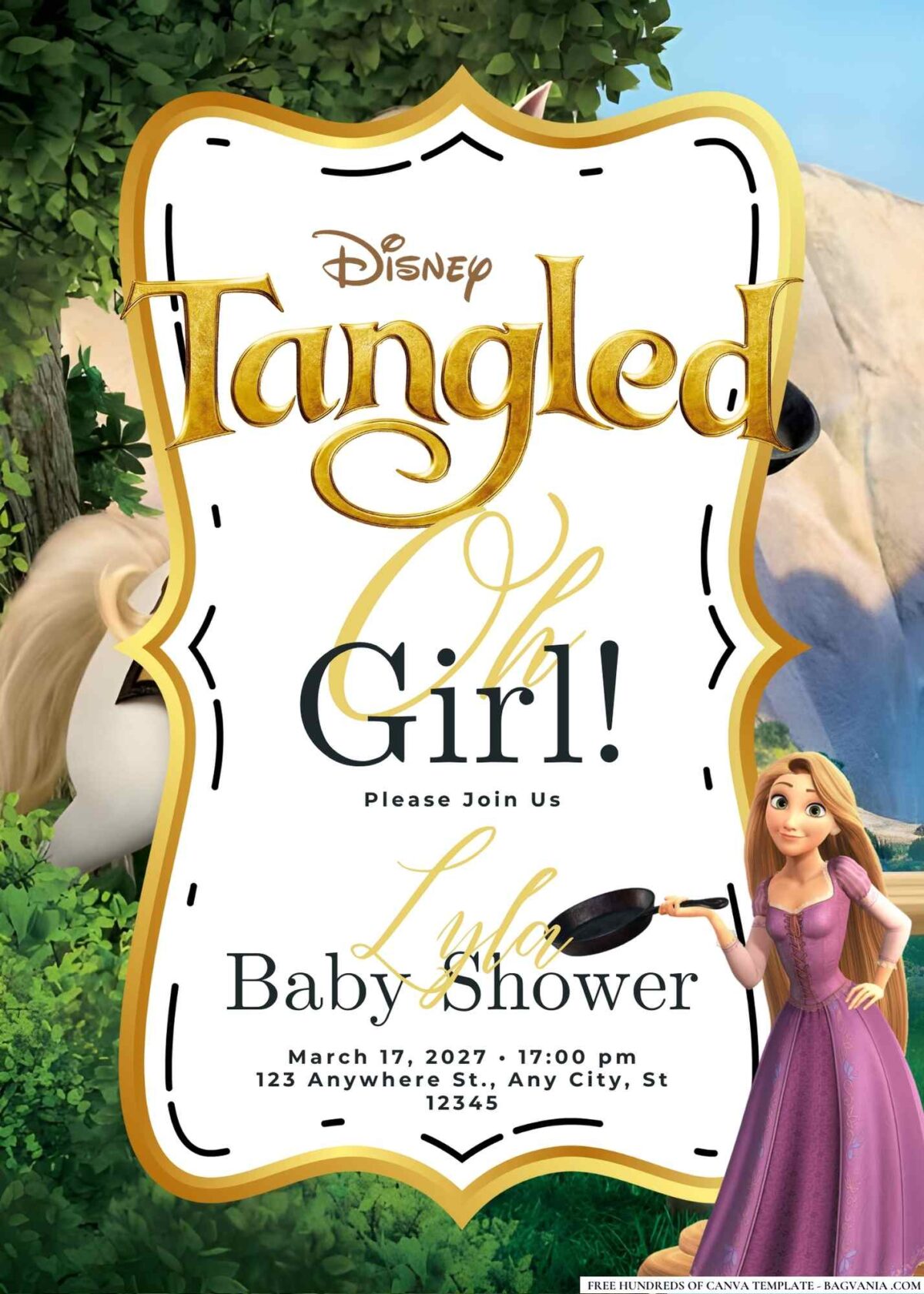 FREE Editable Tangled Baby Shower Invitation Templates