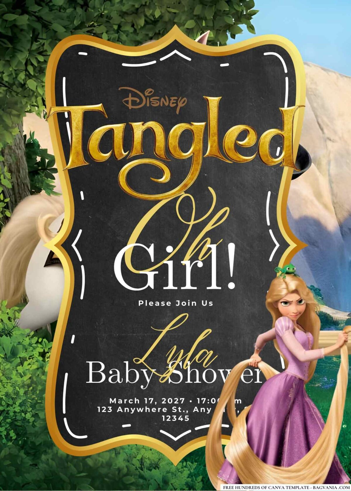 FREE Editable Tangled Baby Shower Invitation Templates