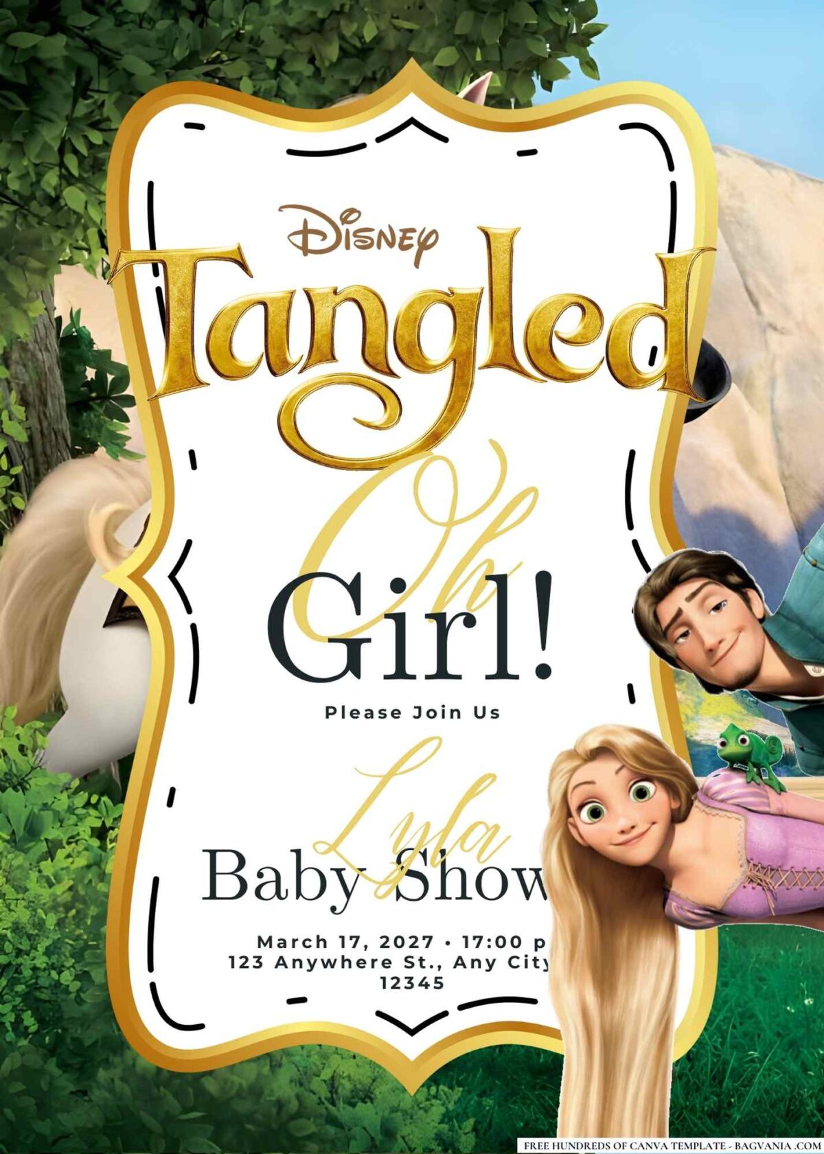 FREE Editable Tangled Baby Shower Invitation Templates