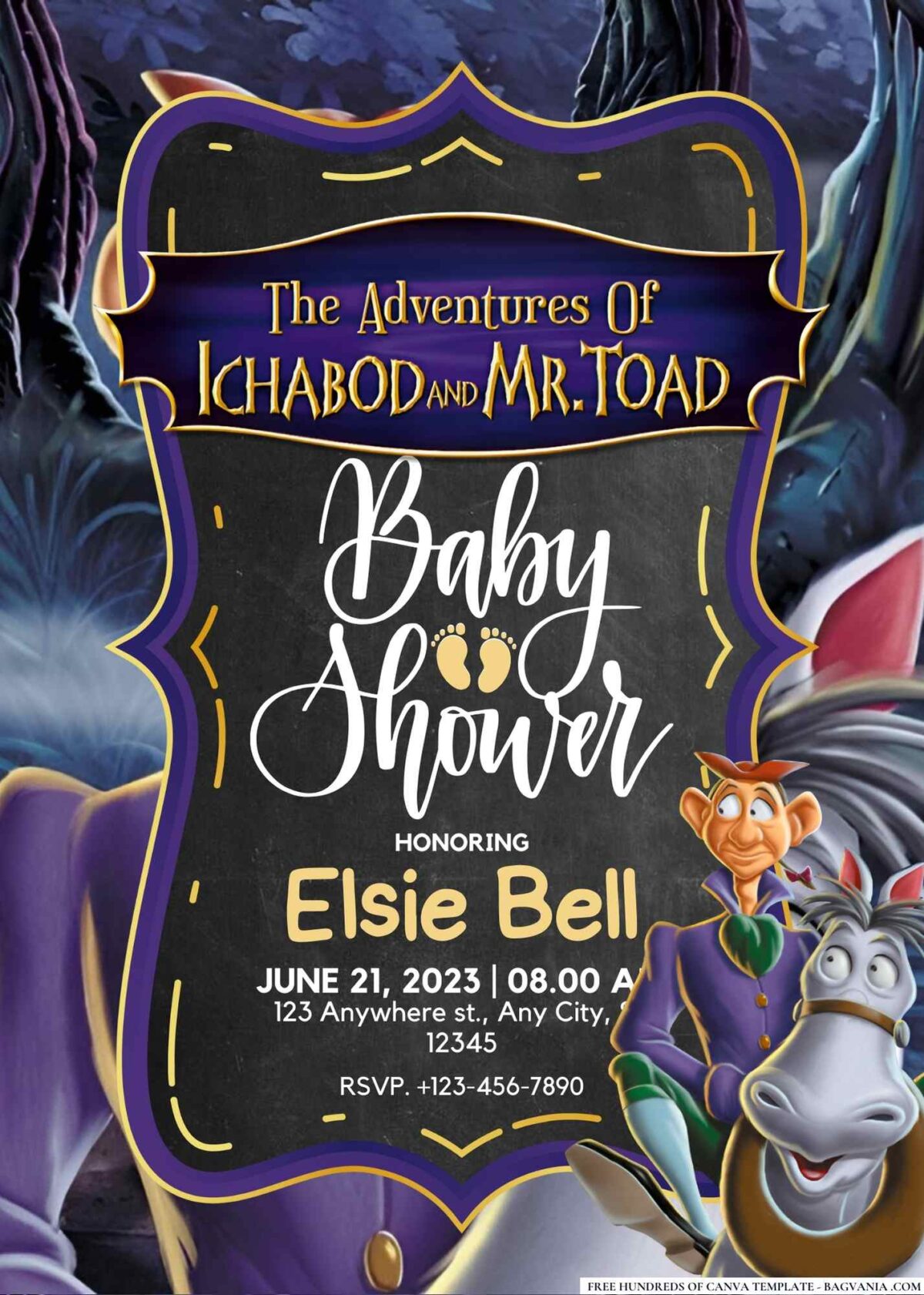 FREE Editable The Adventures of Ichabod and Mr. Toad Baby Shower Invitation