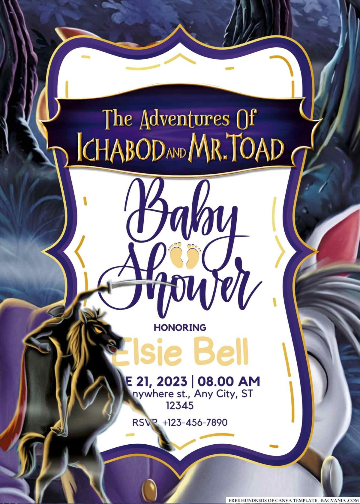 FREE Editable The Adventures of Ichabod and Mr. Toad Baby Shower Invitation