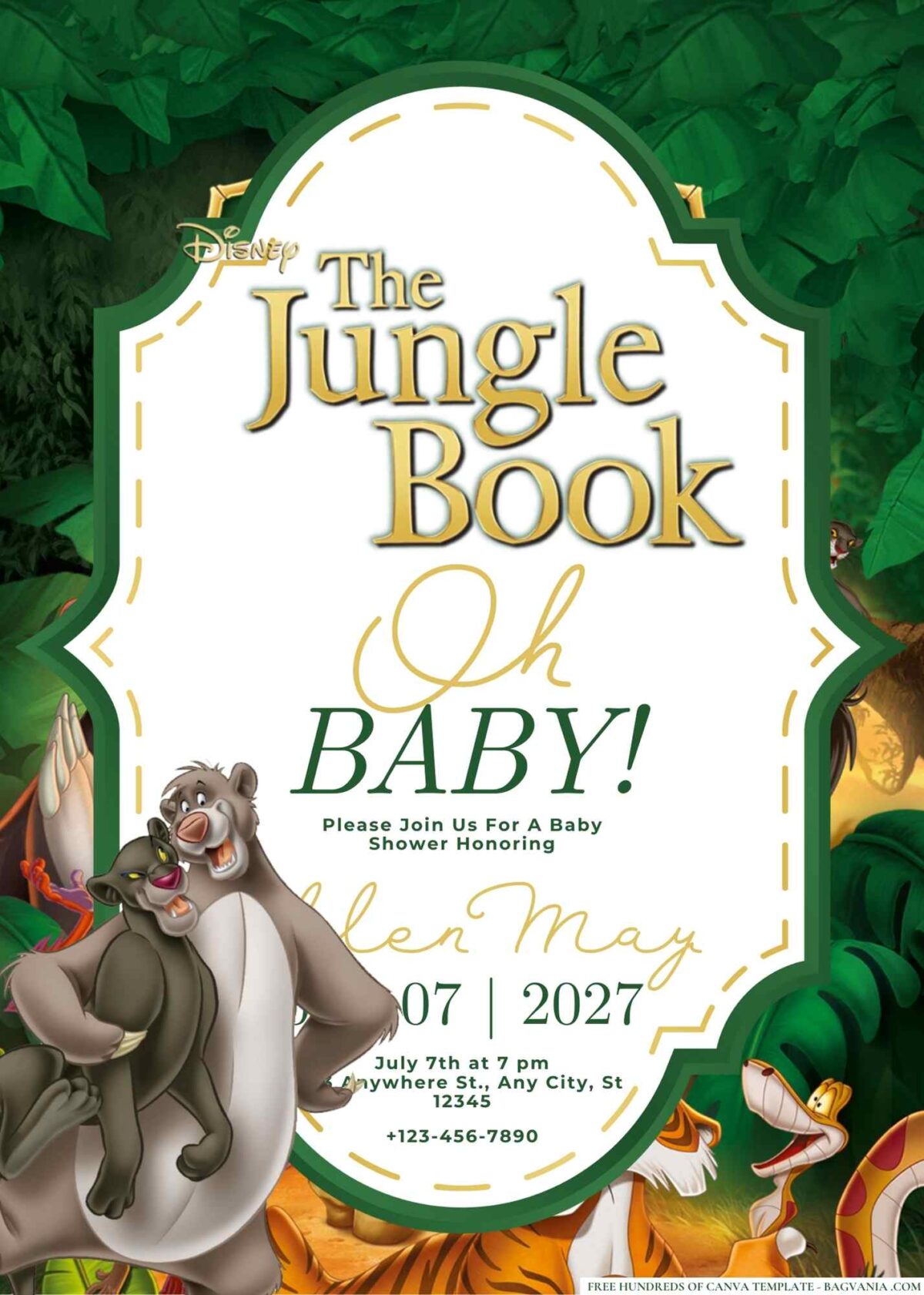 FREE Editable The Jungle Book Baby Shower Invitation 