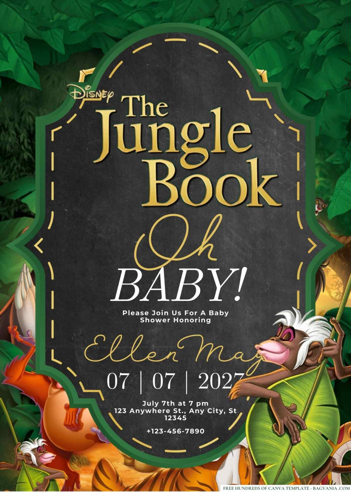 FREE Editable The Jungle Book Baby Shower Invitation 