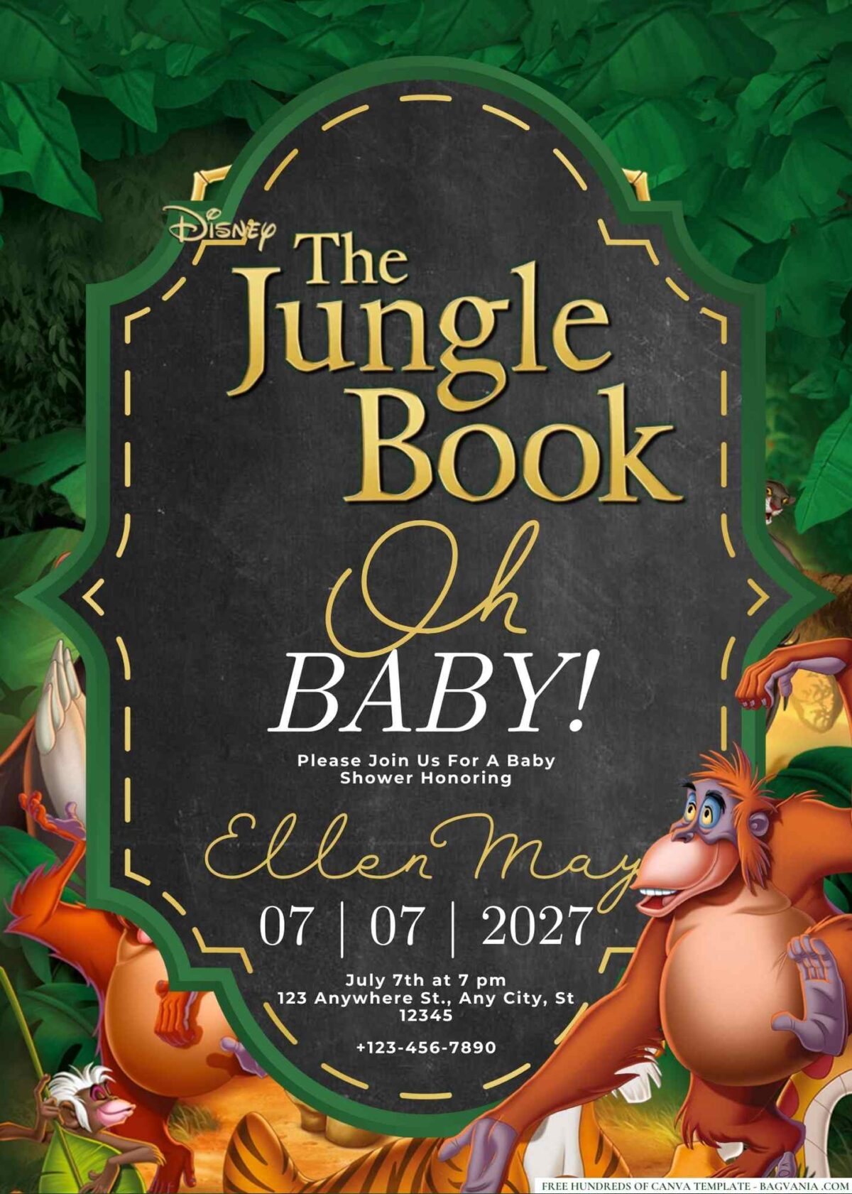 FREE Editable The Jungle Book Baby Shower Invitation 