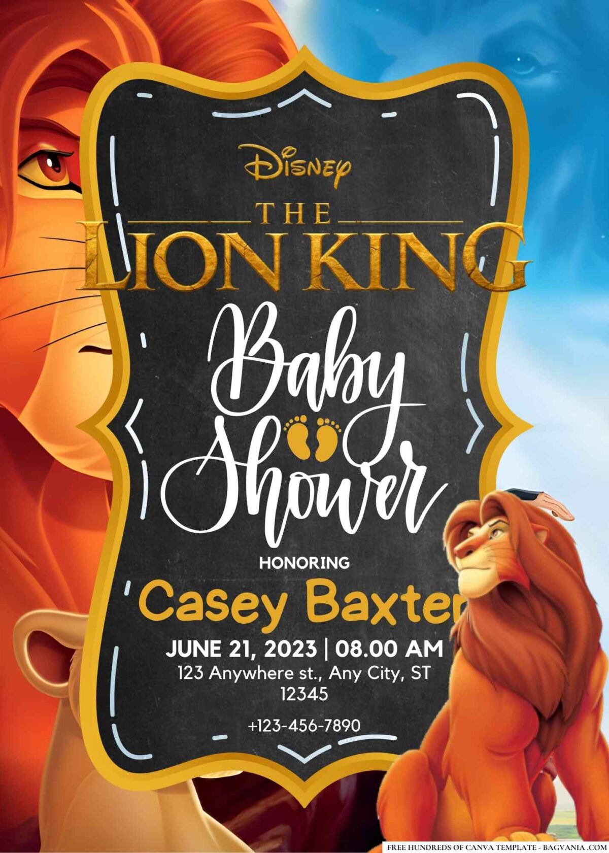 FREE Editable The Lion King Baby Shower Invitation 