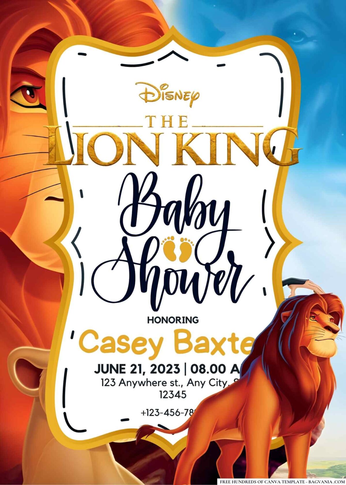 FREE Editable The Lion King Baby Shower Invitation 