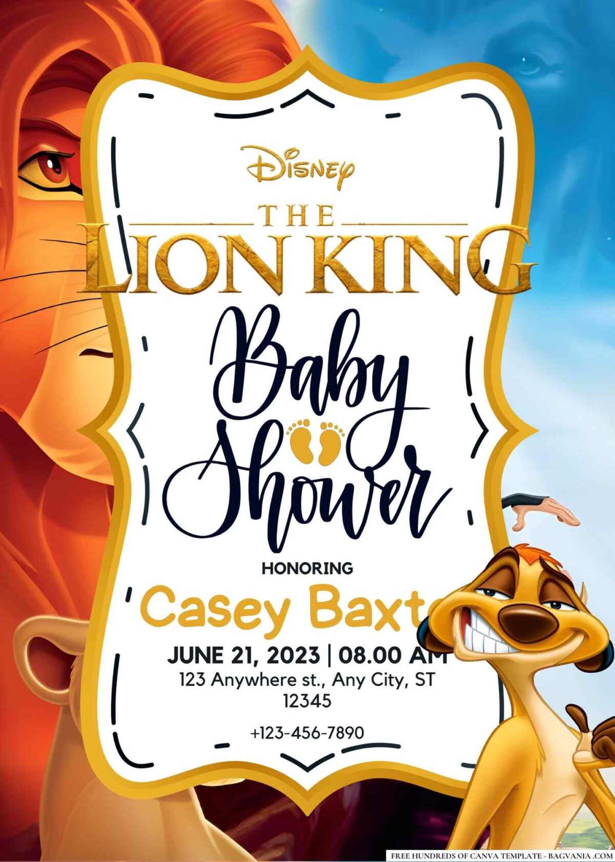 FREE Editable The Lion King Baby Shower Invitation 