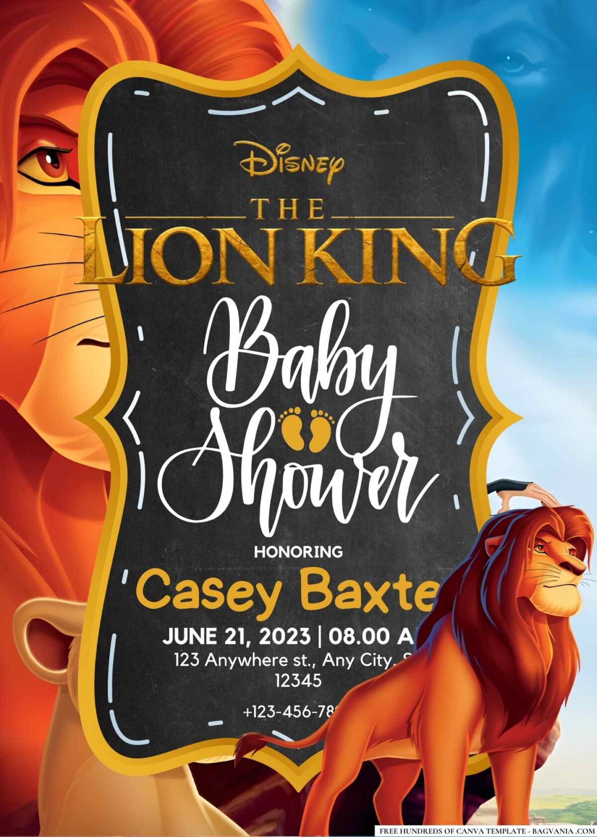 FREE Editable The Lion King Baby Shower Invitation 