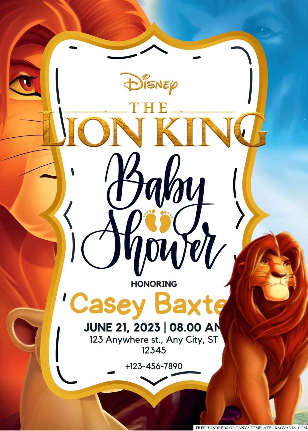 FREE Editable The Lion King Baby Shower Invitation 