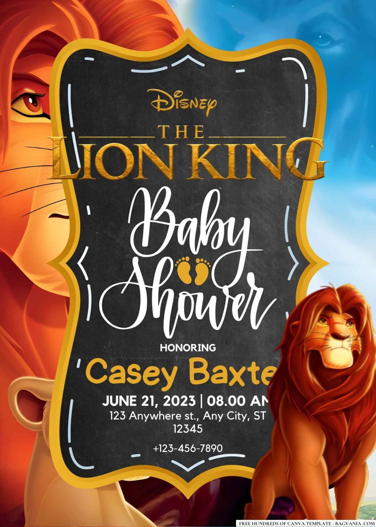 FREE Editable The Lion King Baby Shower Invitation 