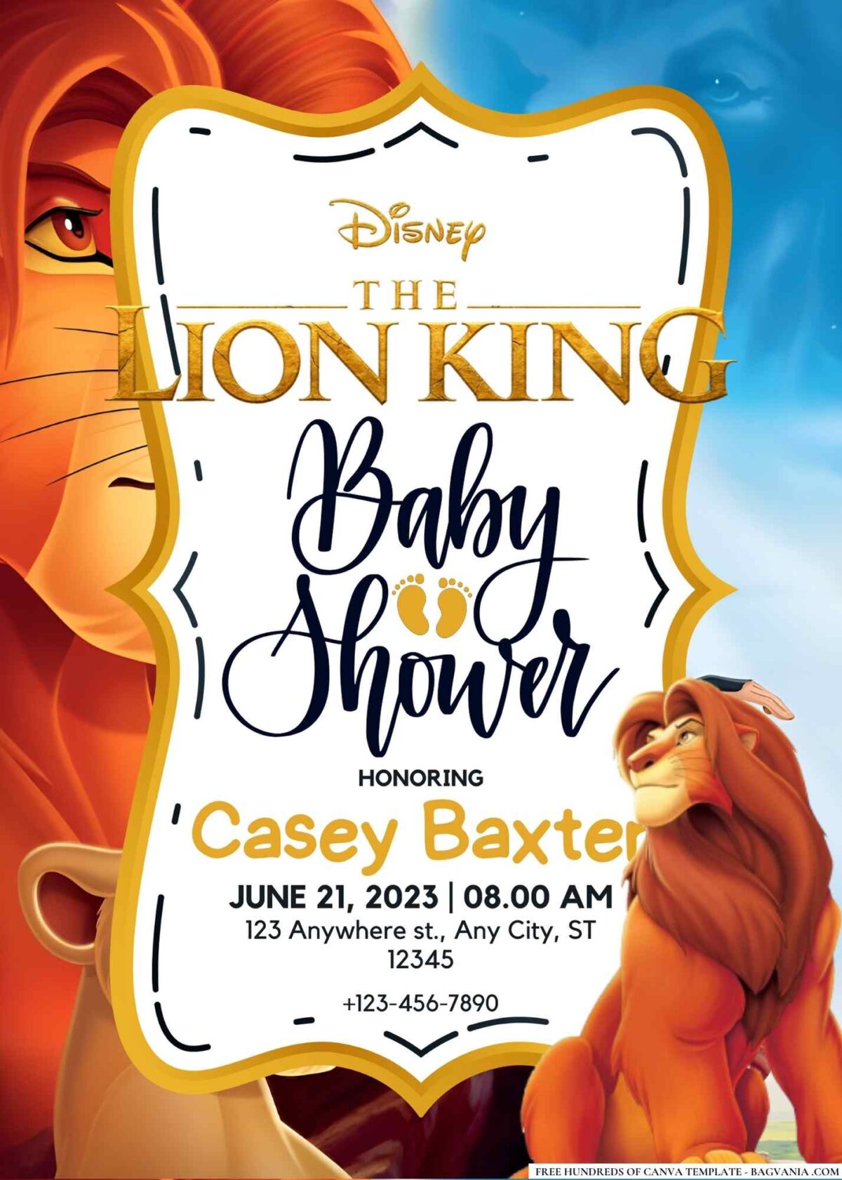 FREE Editable The Lion King Baby Shower Invitation 