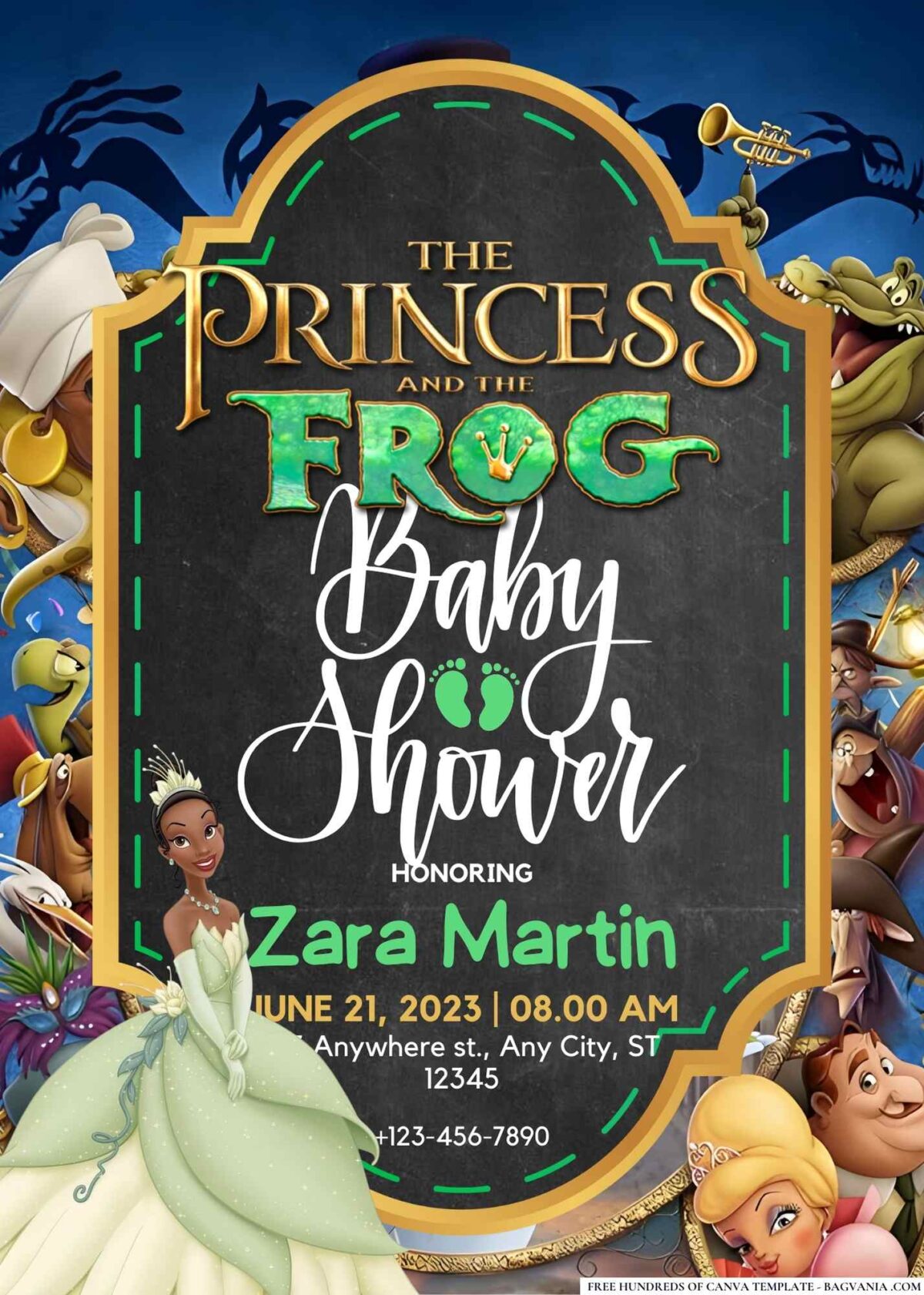 FREE Editable The Princess and the Frog Baby Shower Invitation