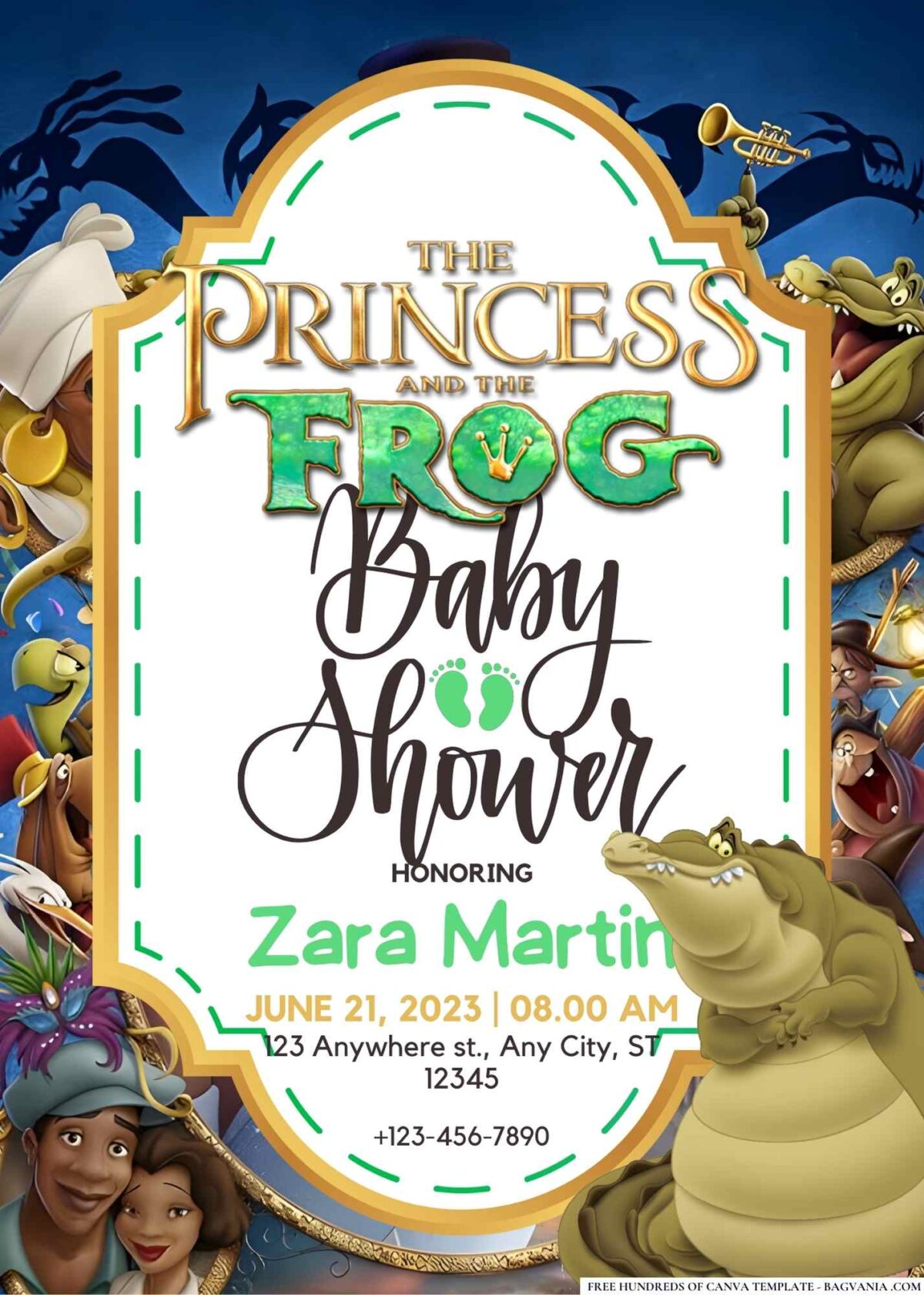 FREE Editable The Princess and the Frog Baby Shower Invitation