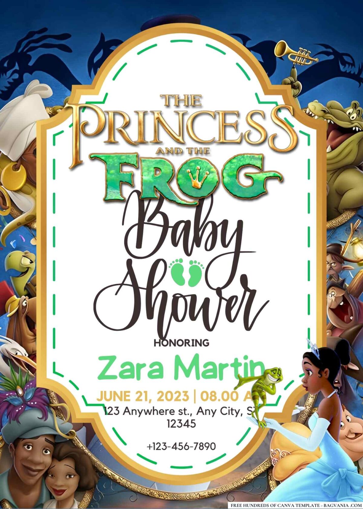 FREE Editable The Princess and the Frog Baby Shower Invitation