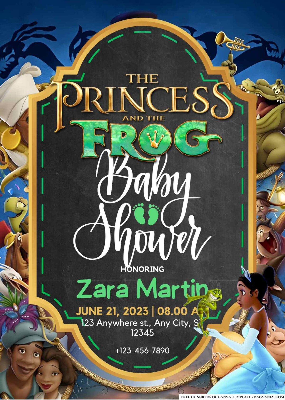 FREE Editable The Princess and the Frog Baby Shower Invitation