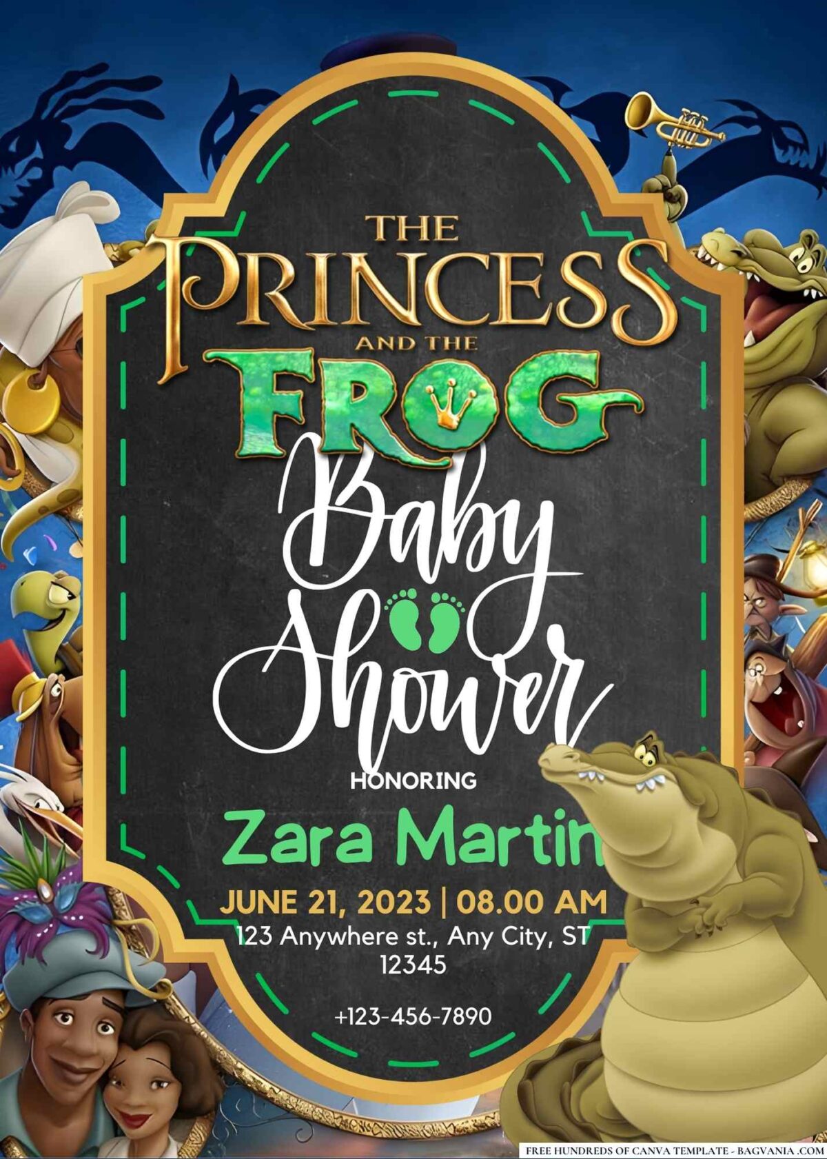 FREE Editable The Princess and the Frog Baby Shower Invitation