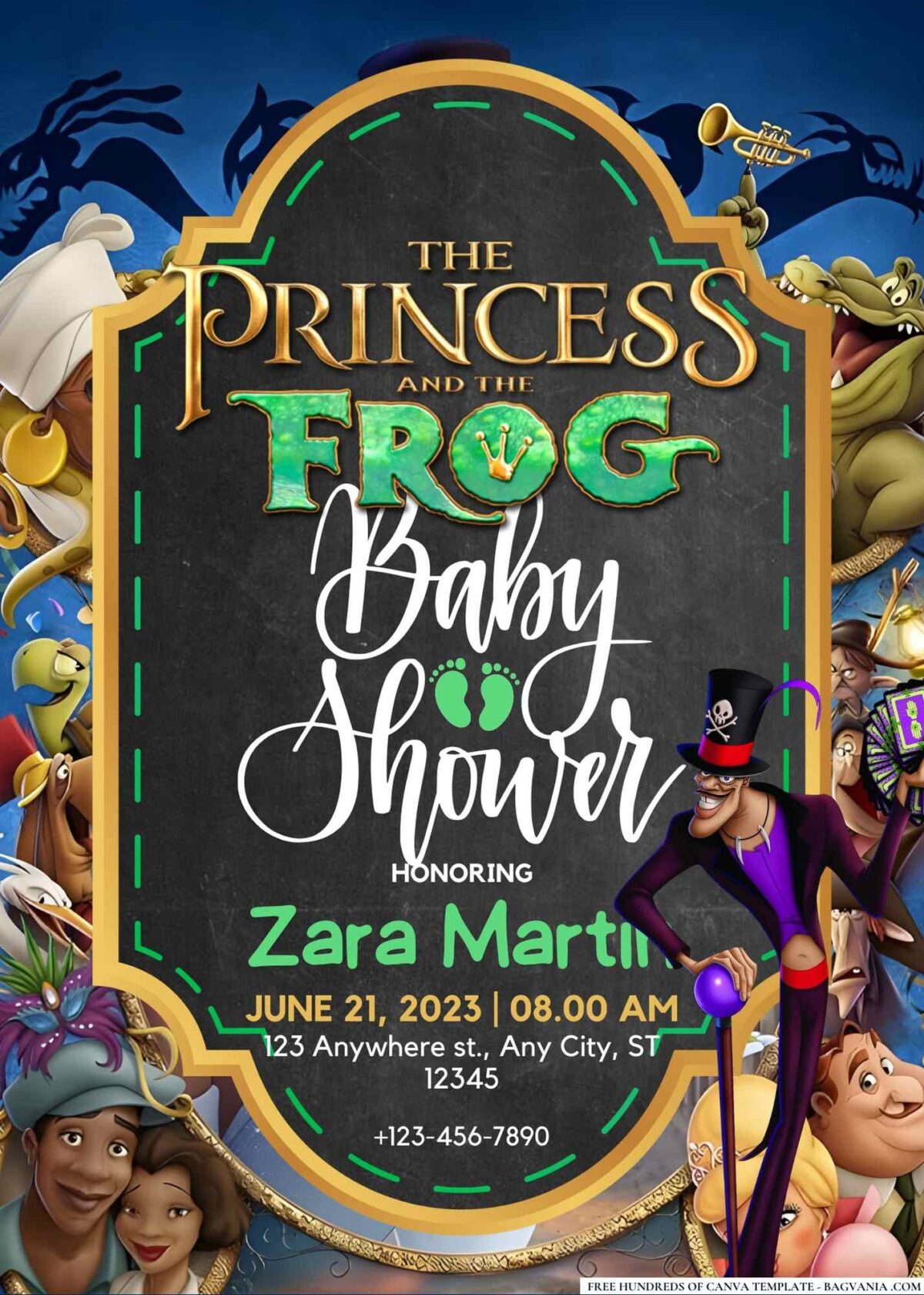 FREE Editable The Princess and the Frog Baby Shower Invitation