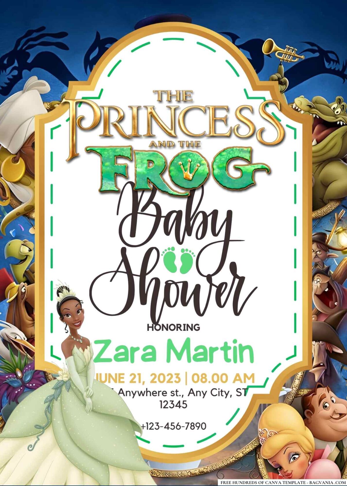 FREE Editable The Princess and the Frog Baby Shower Invitation