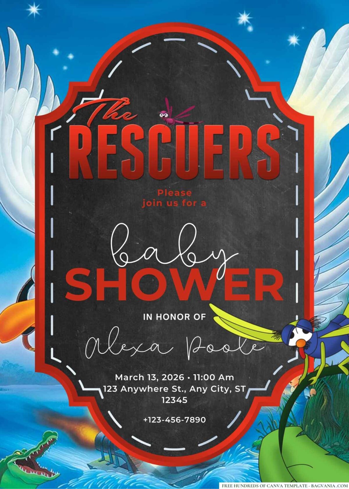 FREE Editable The Rescuers Baby Shower Invitation