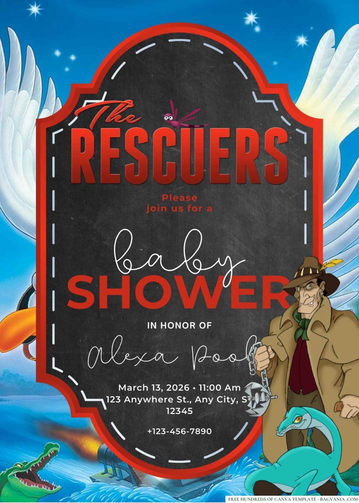 FREE Editable The Rescuers Baby Shower Invitation