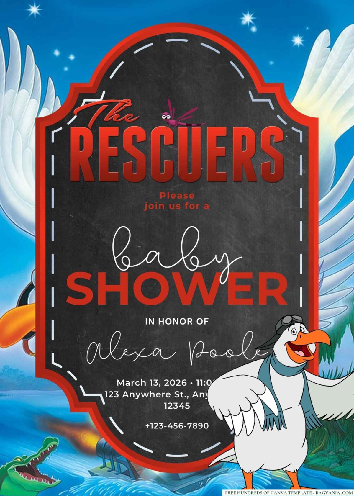 FREE Editable The Rescuers Baby Shower Invitation