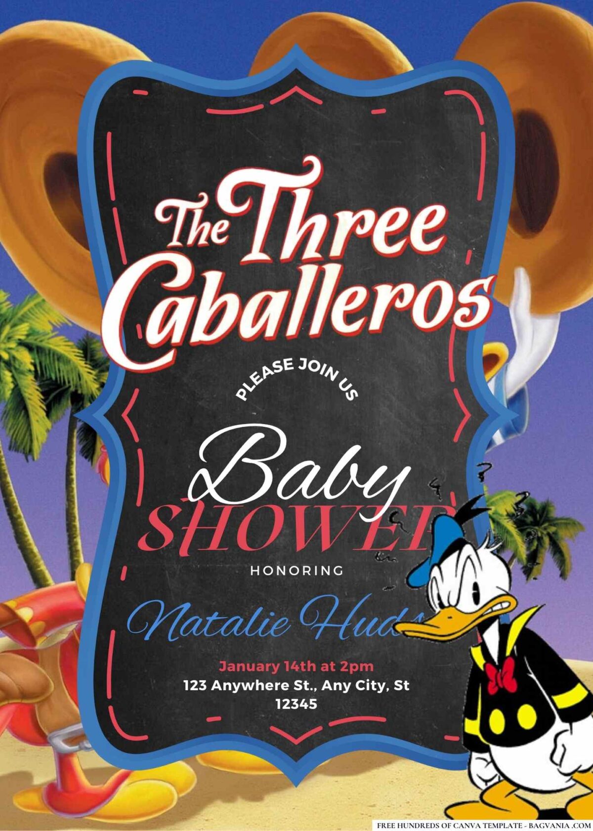 FREE Editable The Three Caballeros Baby Shower Invitation