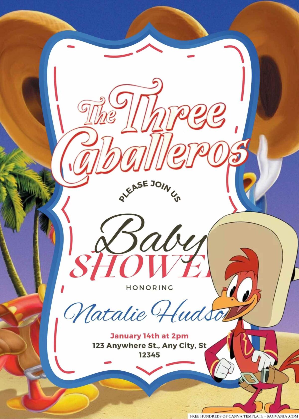 FREE Editable The Three Caballeros Baby Shower Invitation