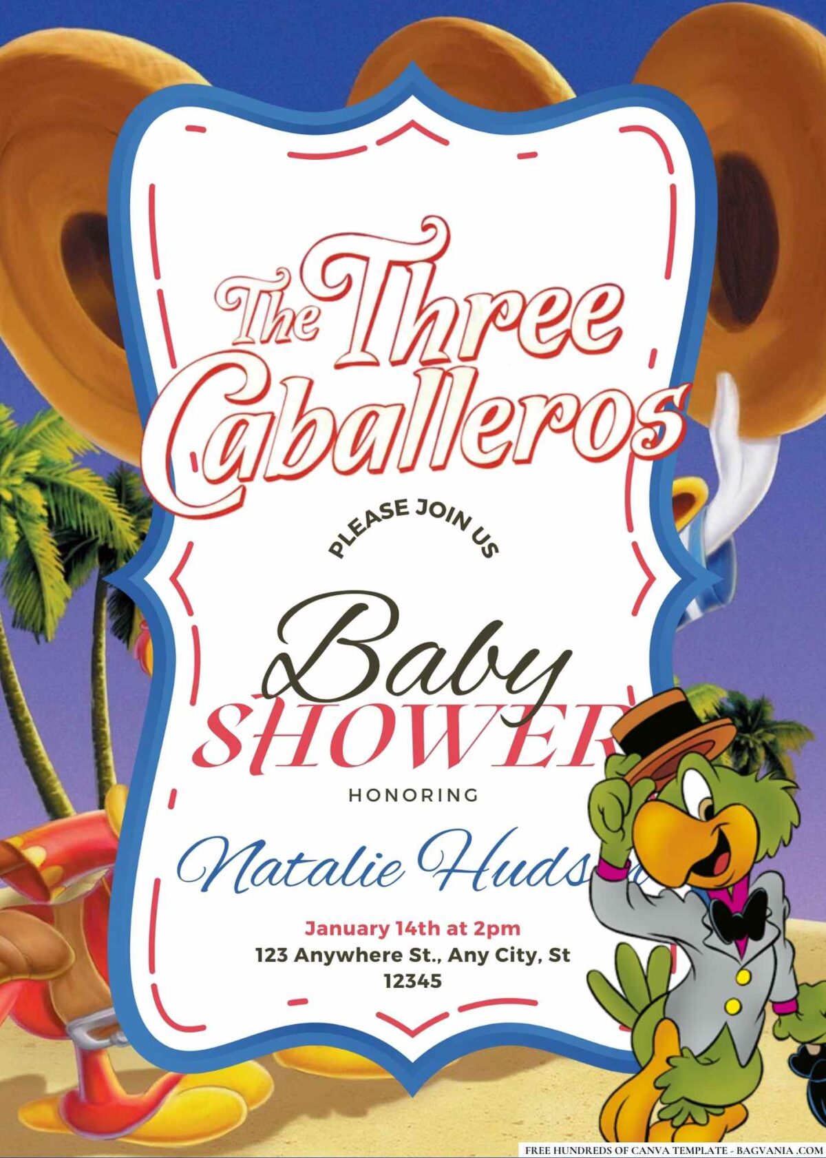 FREE Editable The Three Caballeros Baby Shower Invitation