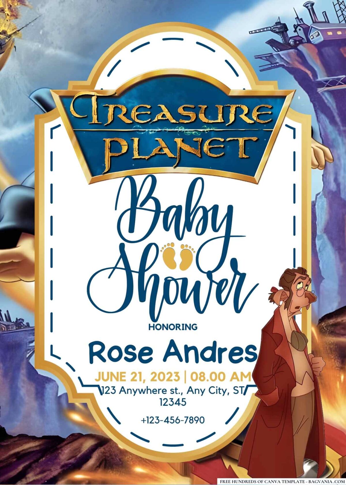 FREE Editable Treasure Planet Baby Shower Invitation