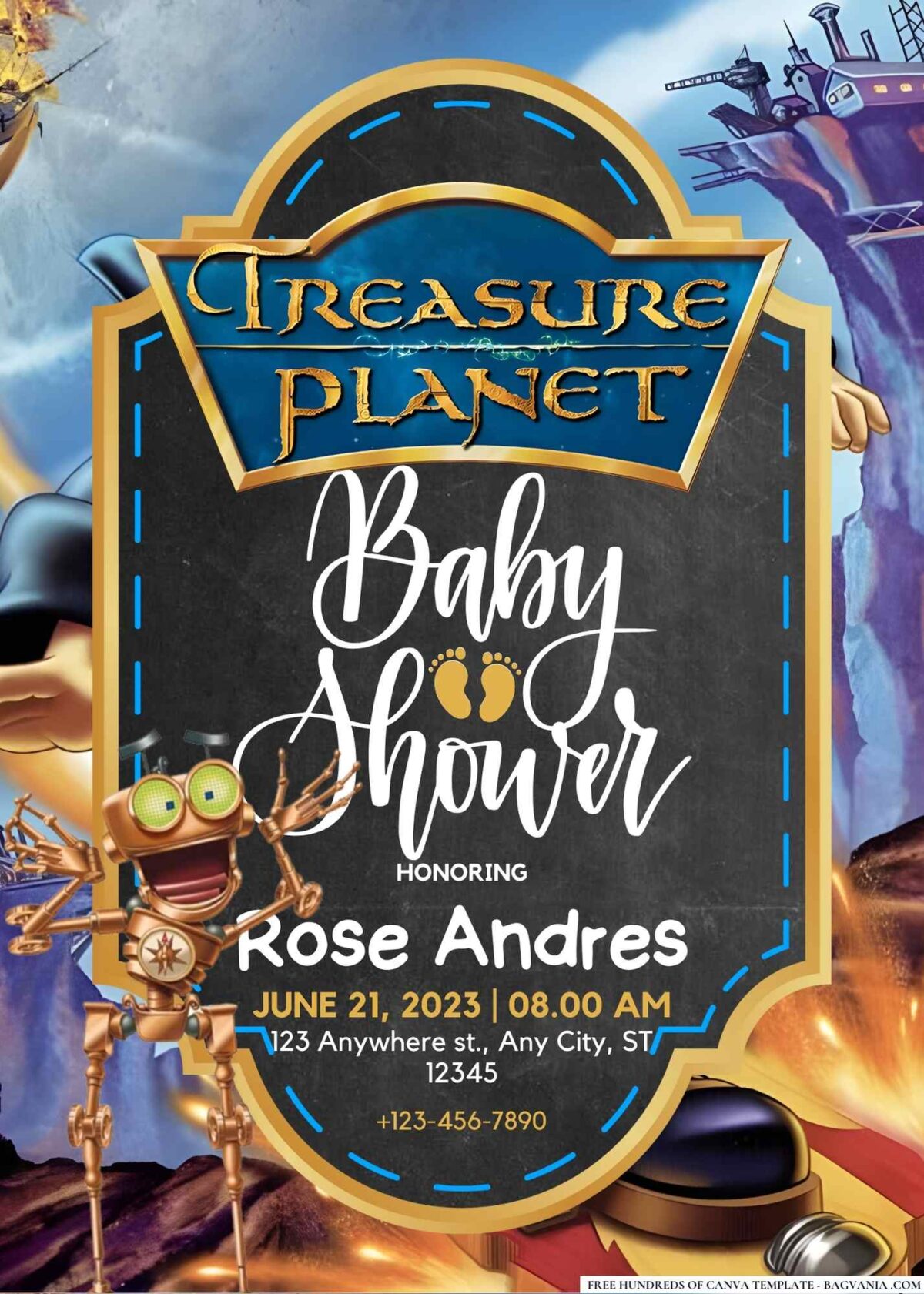 FREE Editable Treasure Planet Baby Shower Invitation