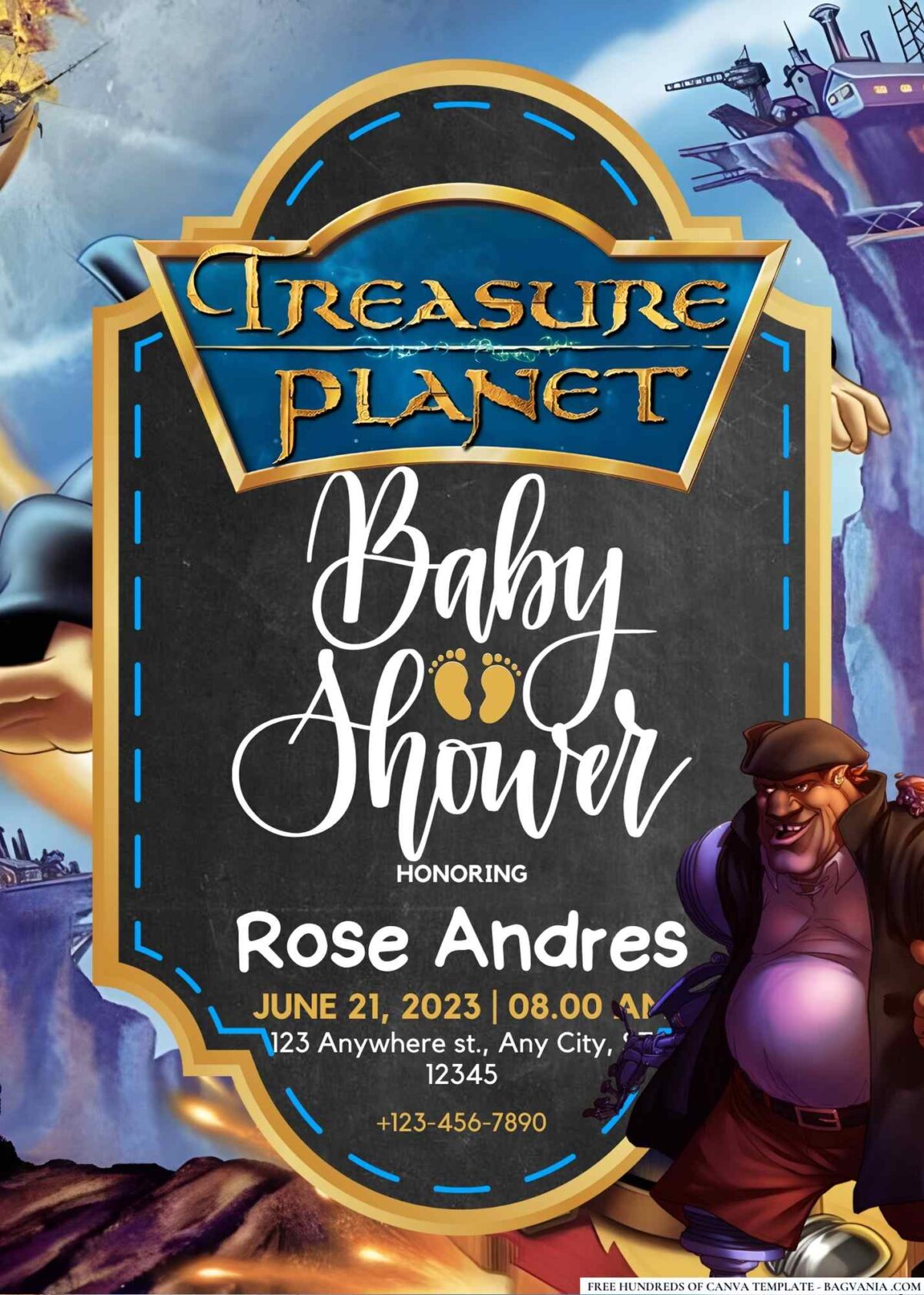 FREE Editable Treasure Planet Baby Shower Invitation