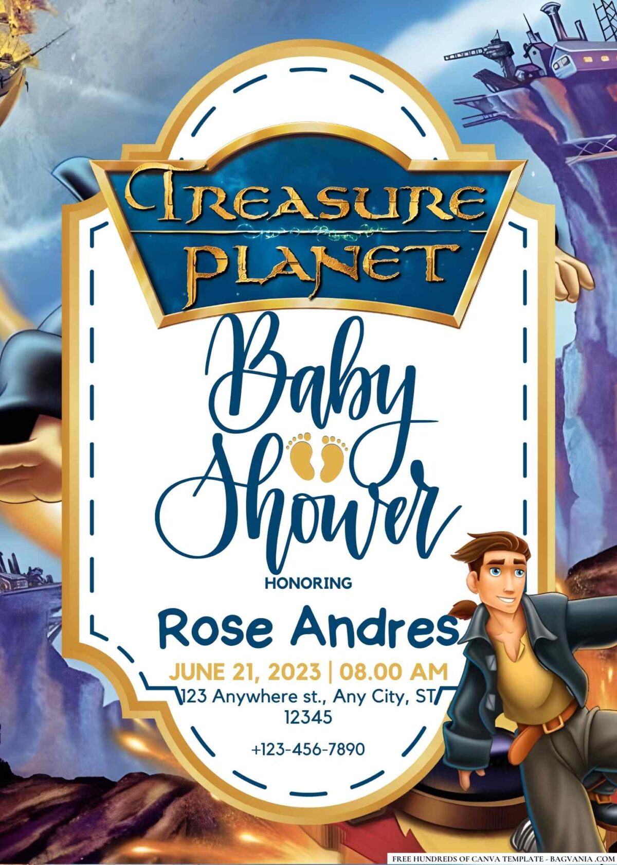 FREE Editable Treasure Planet Baby Shower Invitation