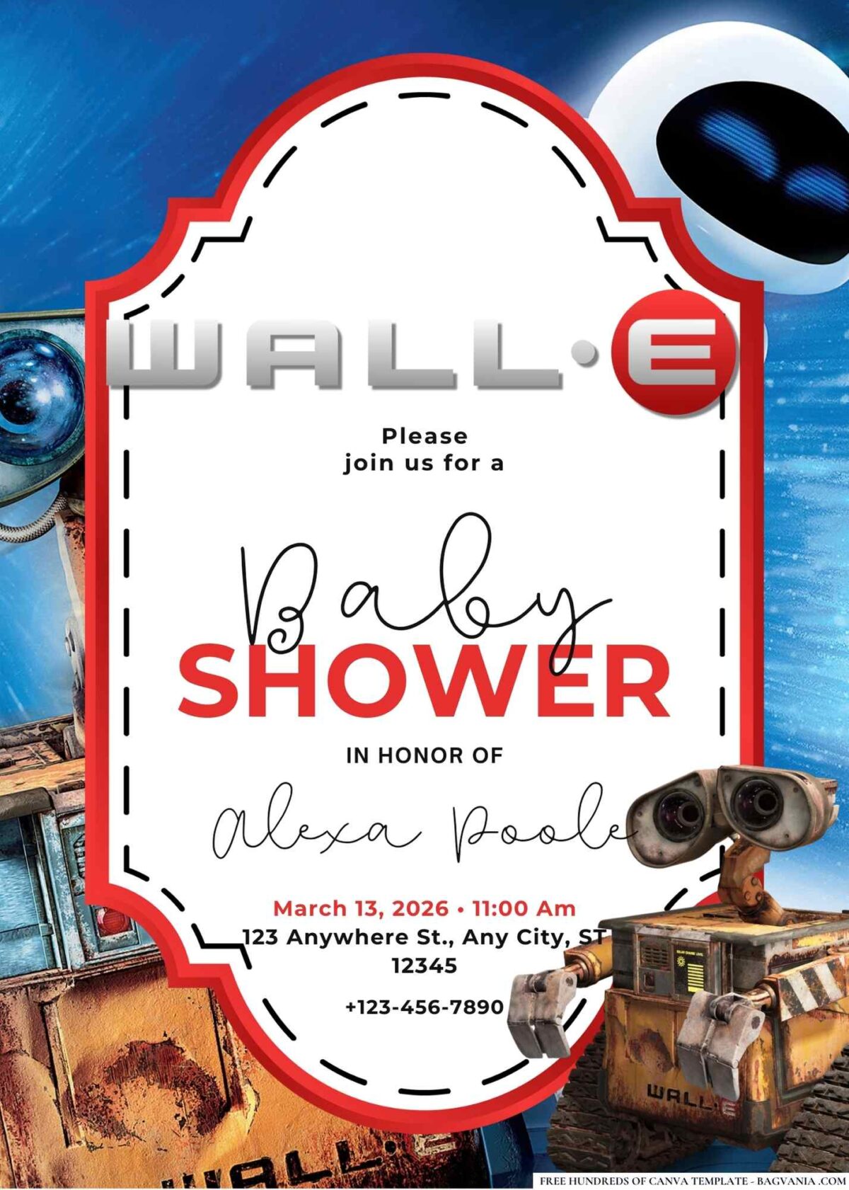 FREE Editable WALL-E Baby Shower Invitation Templates
