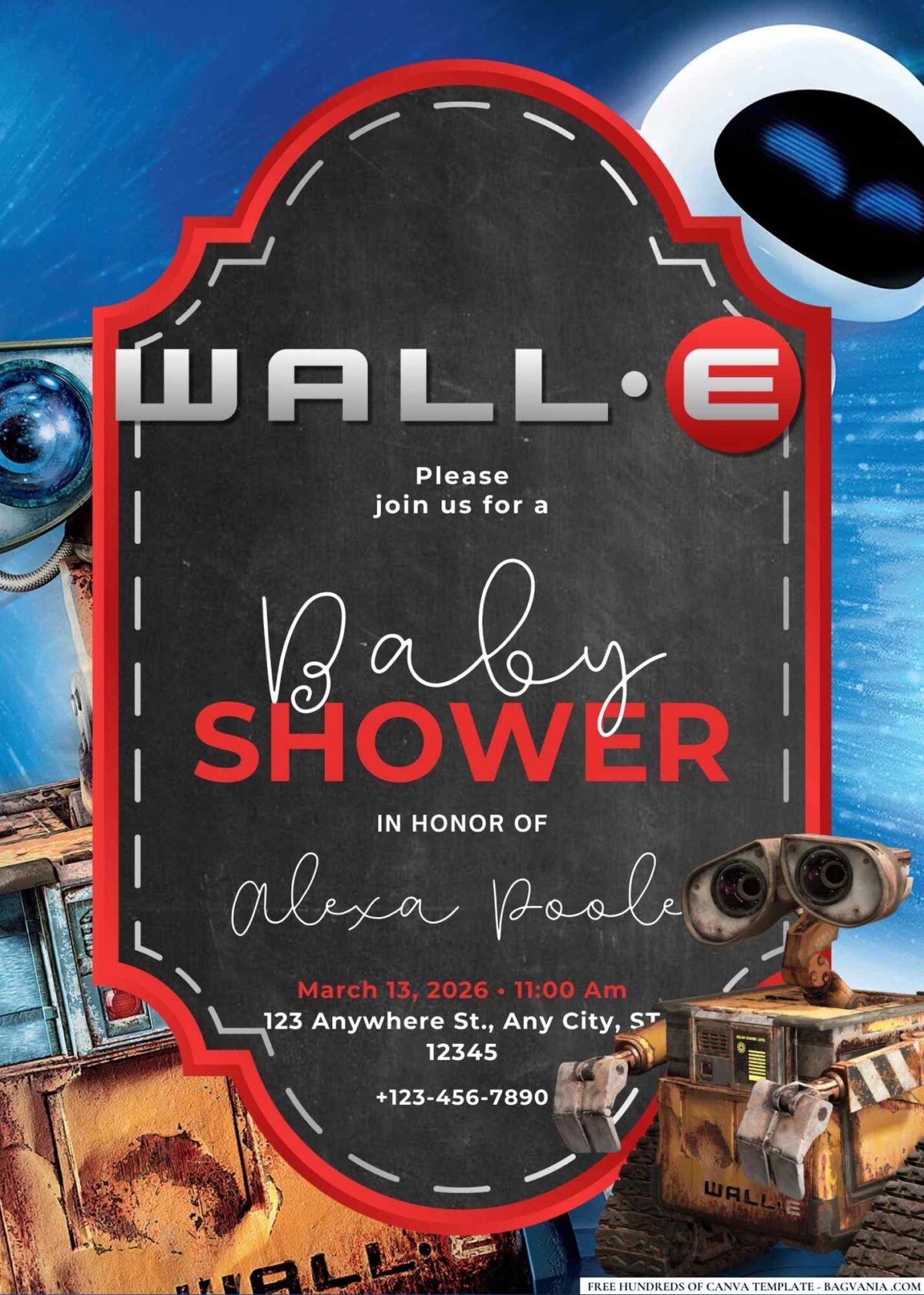 FREE Editable WALL-E Baby Shower Invitation Templates