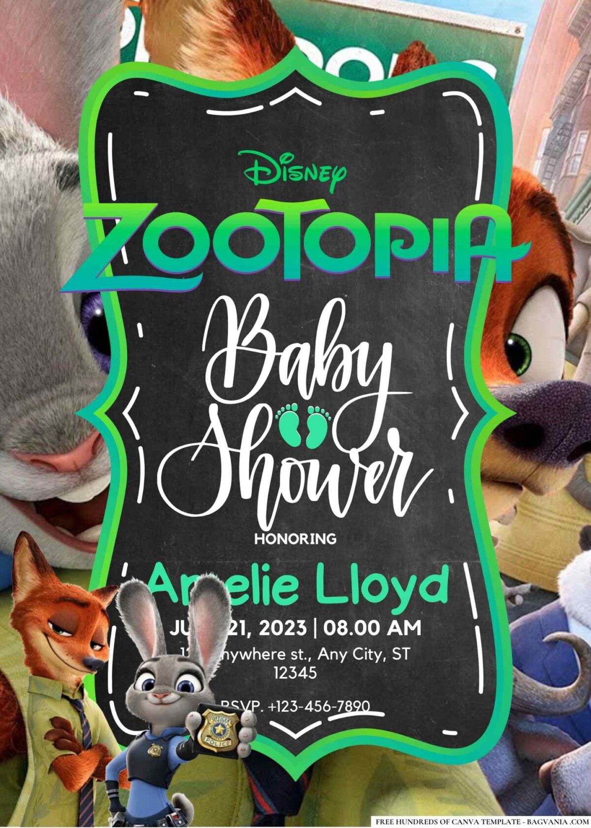 Zootopia Baby Shower Invitation