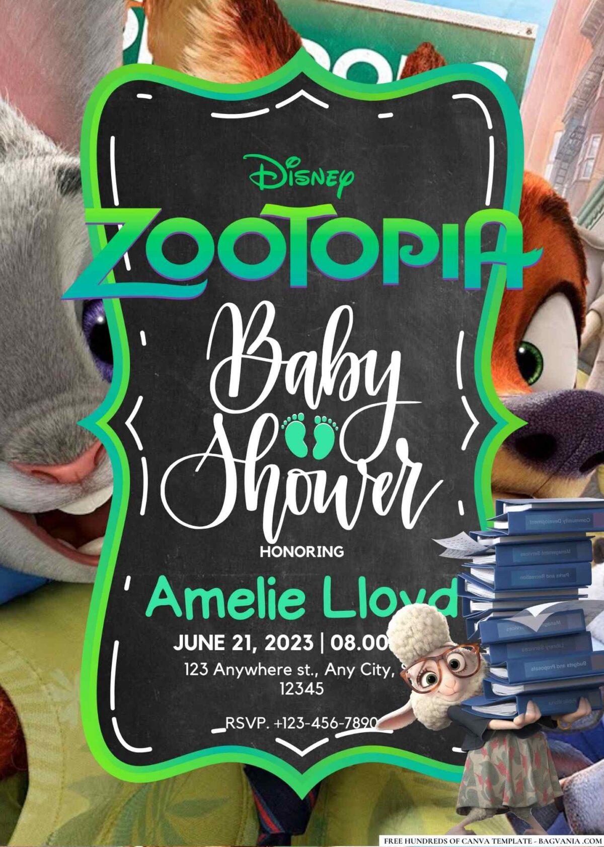 Zootopia Baby Shower Invitation