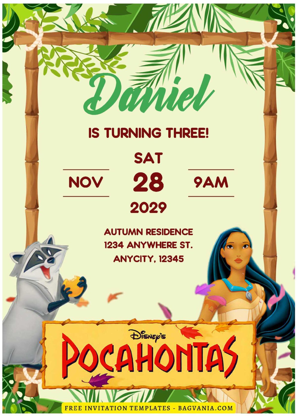 (Free Editable PDF) Native-American Princess Pocahontas Birthday Invitation Templates E