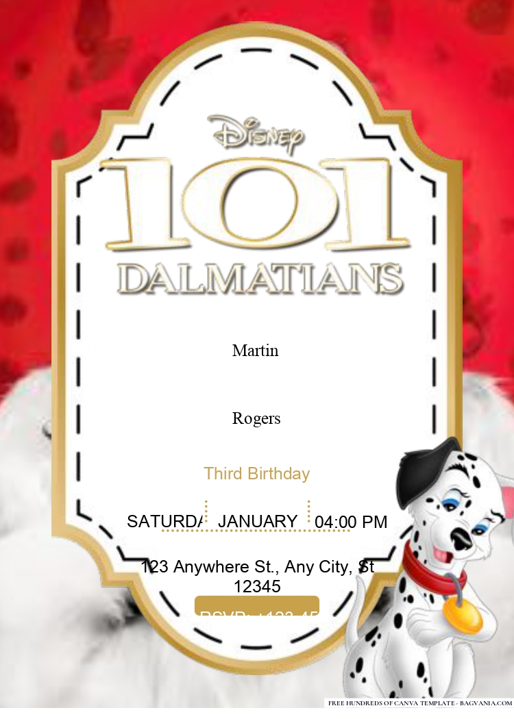 101 Dalmatians Birthday Invitation