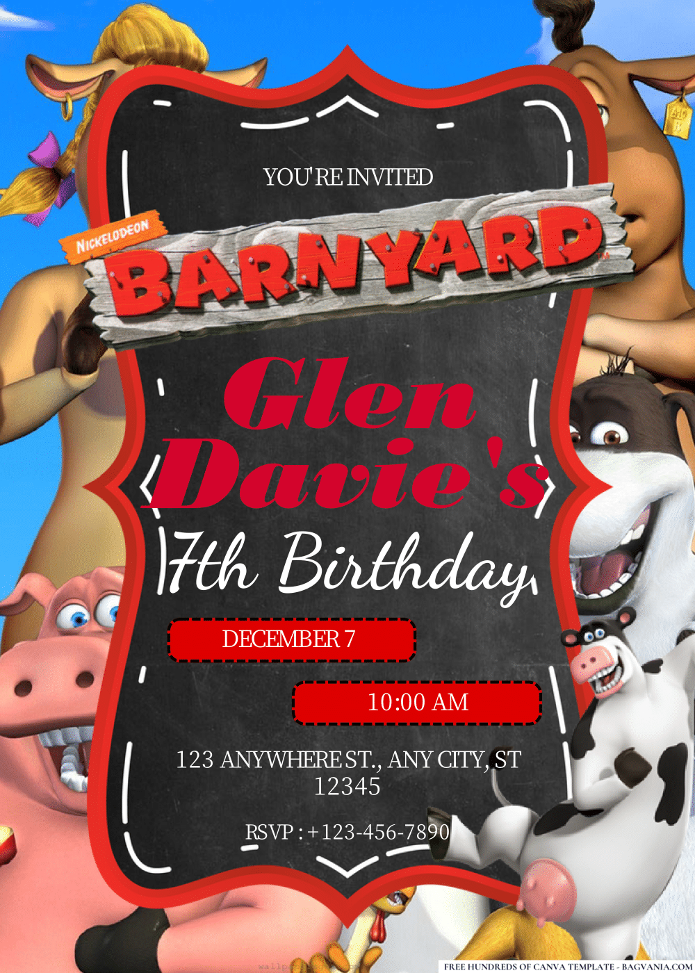 FREE Editable PDF Barnyard Birthday Invitations