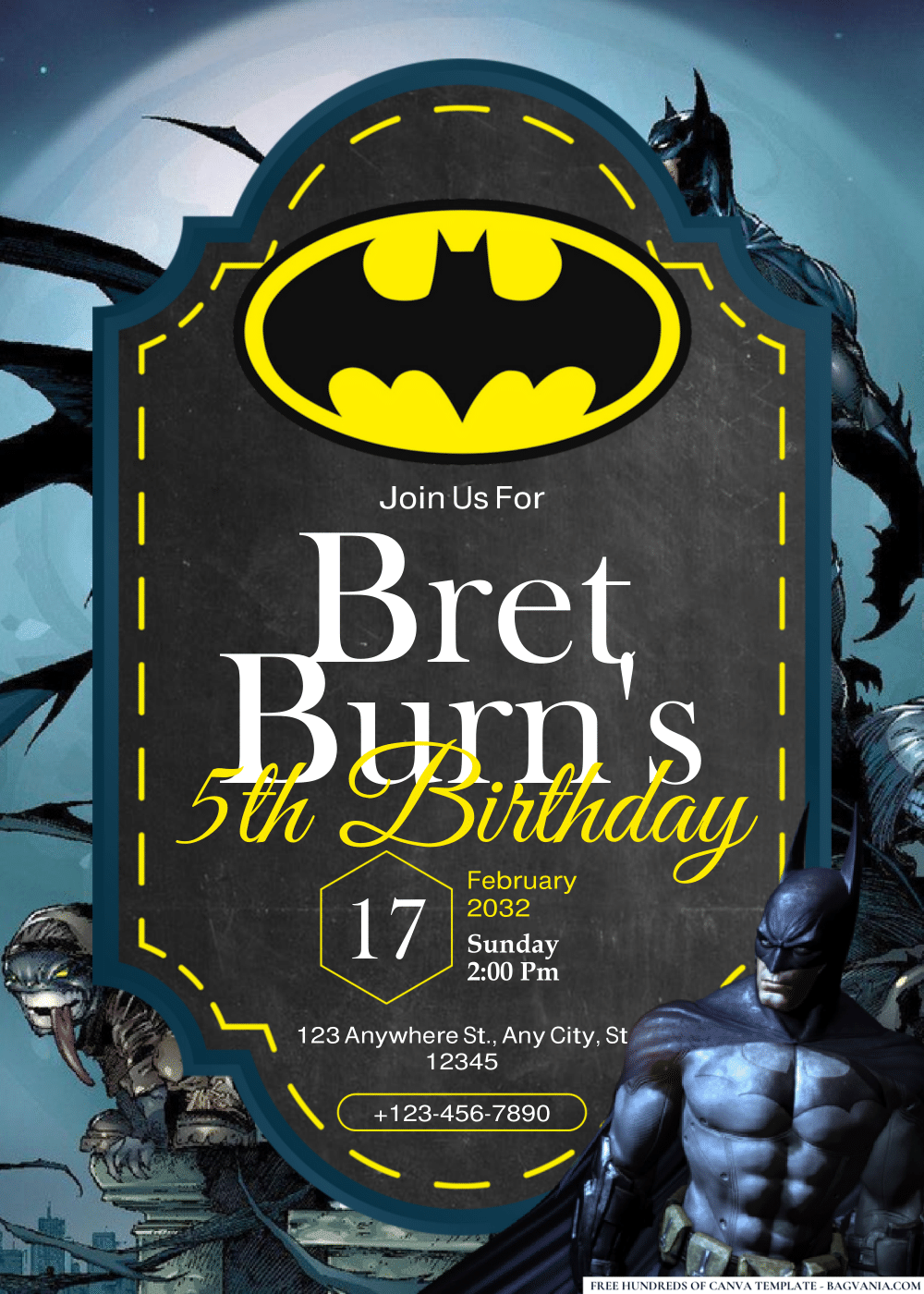 FREE Editable PDF Batman Birthday Invitations