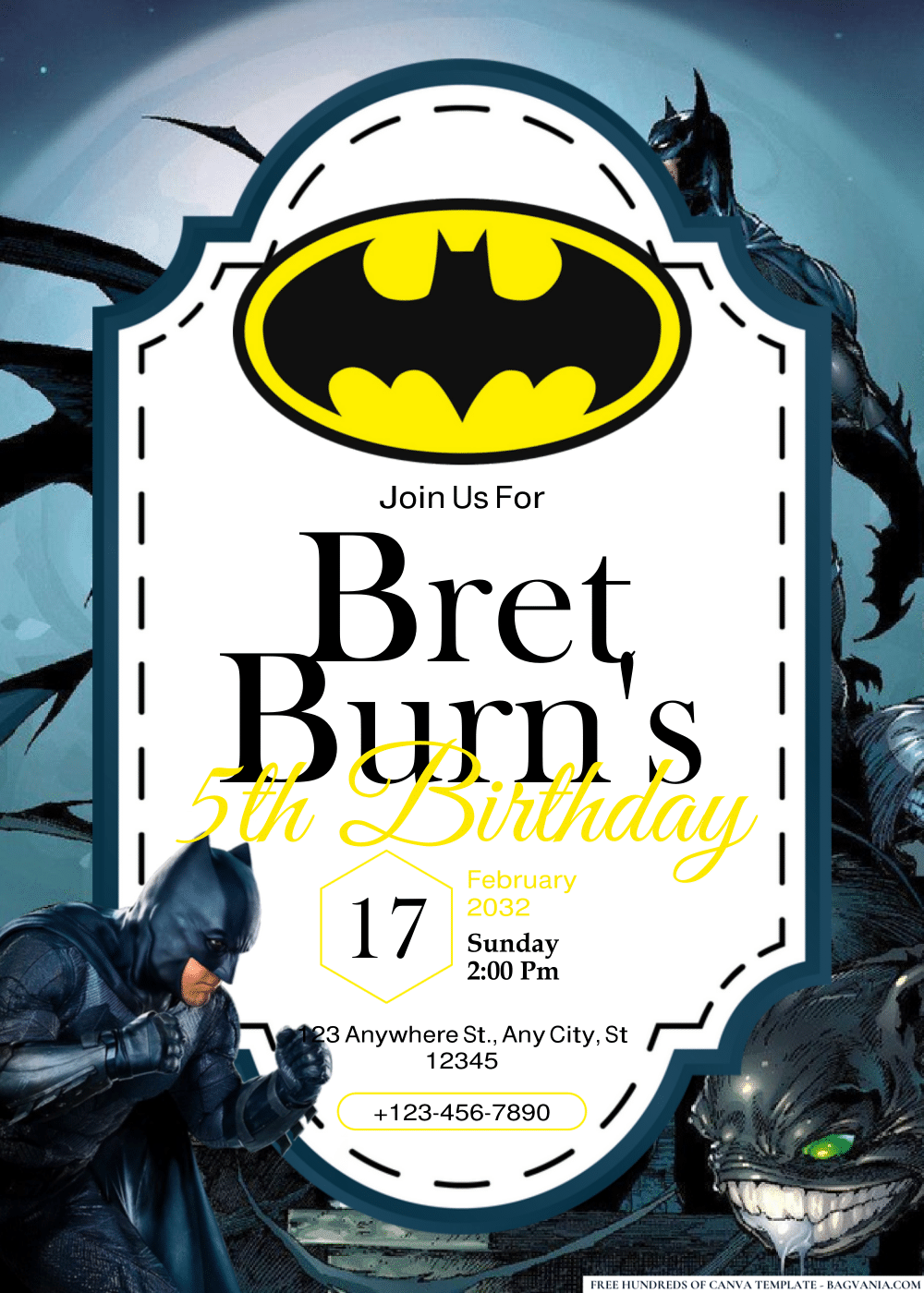 FREE Editable PDF Batman Birthday Invitations