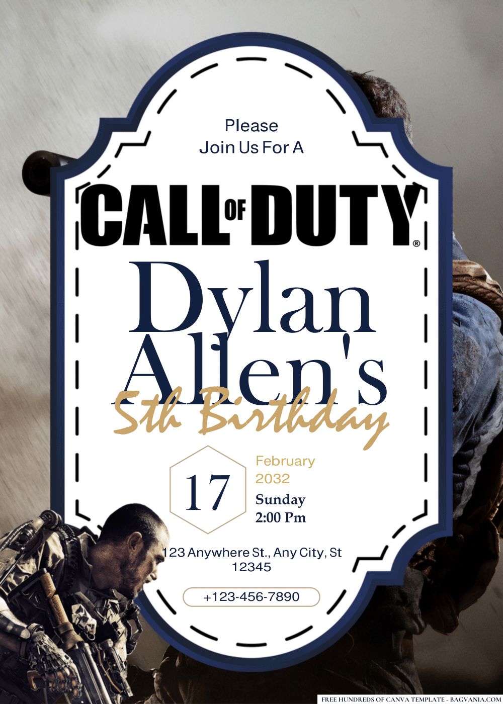 FREE Editable PDF Call of Duty Birthday Invitations