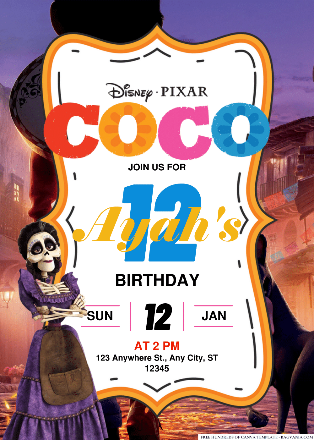 FREE Editable PDF Disney Coco Birthday Invitations