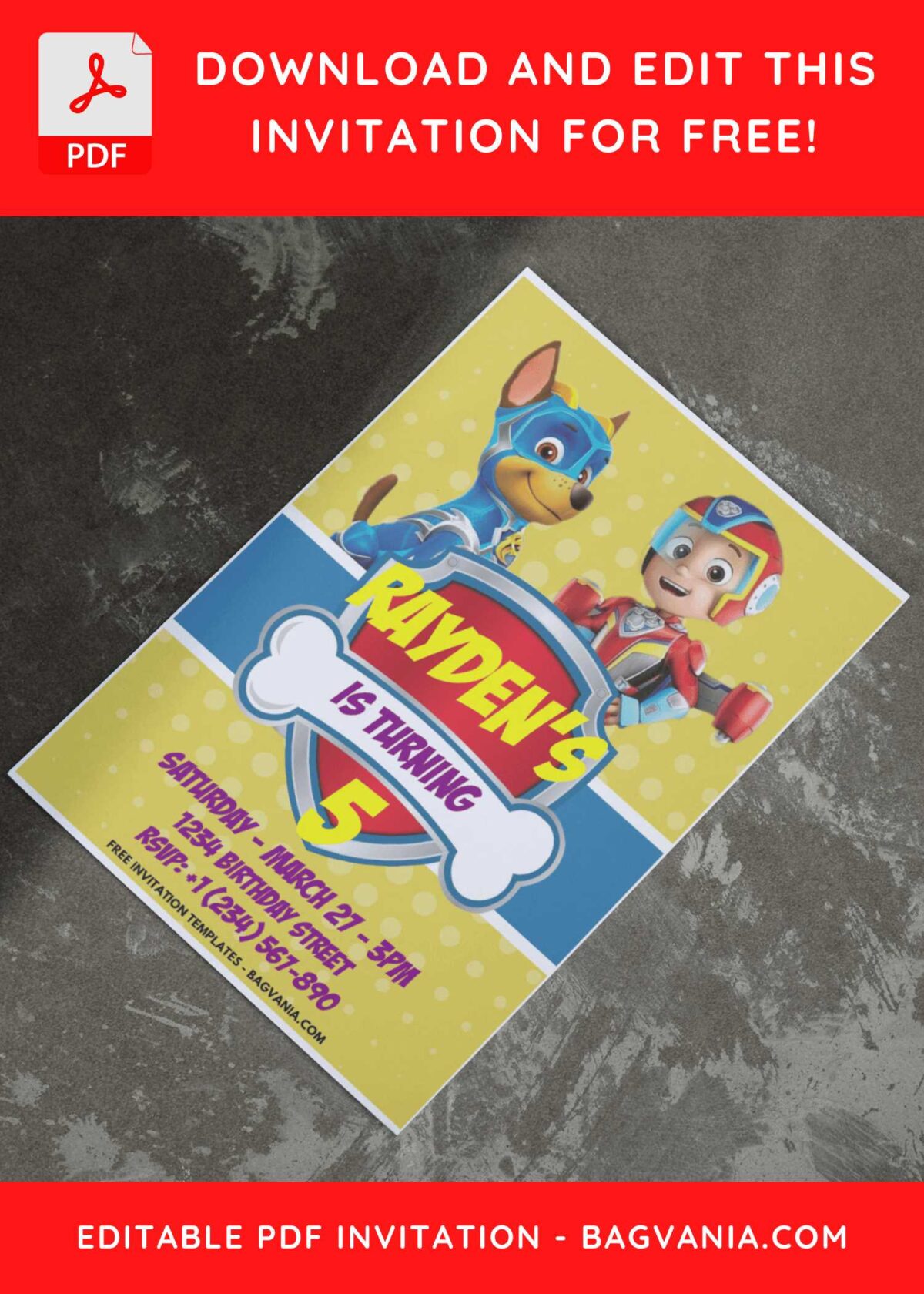 (Easily Edit PDF Invitation) PAW-TASTIC PAW Patrol Birthday Invitation I