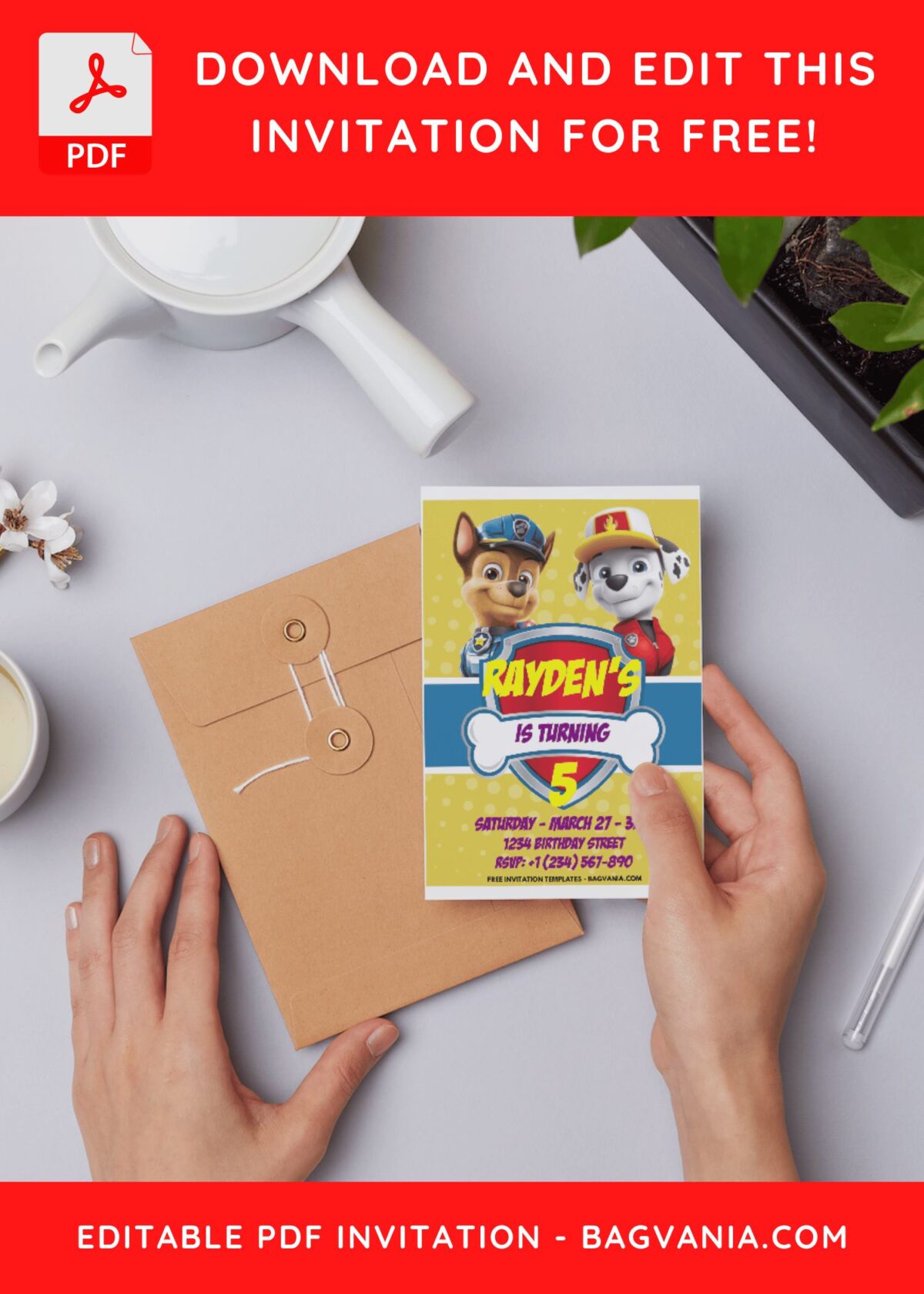 (Easily Edit PDF Invitation) PAW-TASTIC PAW Patrol Birthday Invitation A