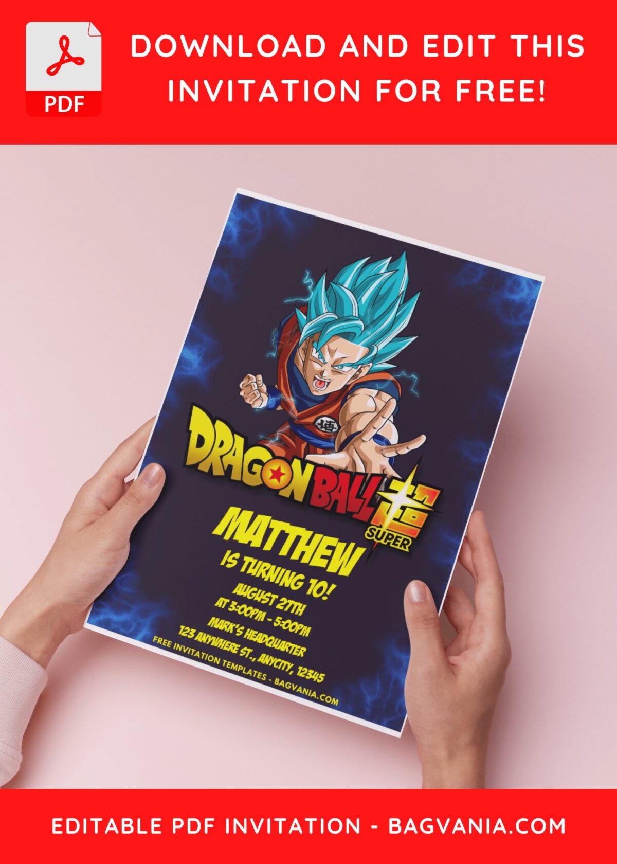 (Easily Edit PDF Invitation) Dragonball Z Birthday Invitation B